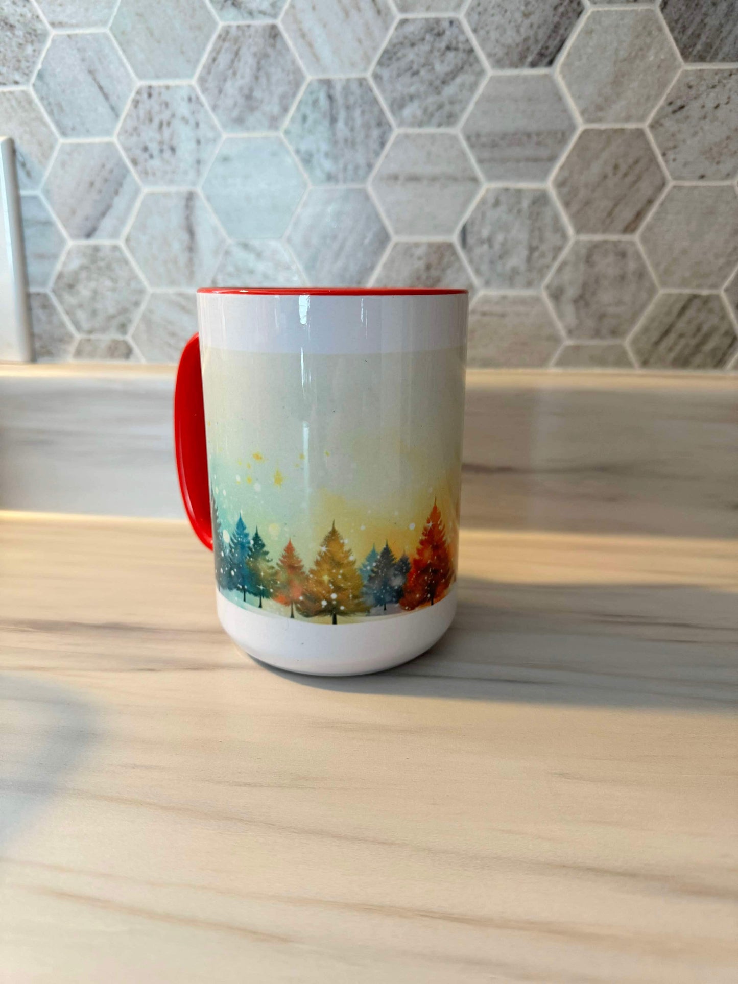 15oz ceramic Mug - winter trees