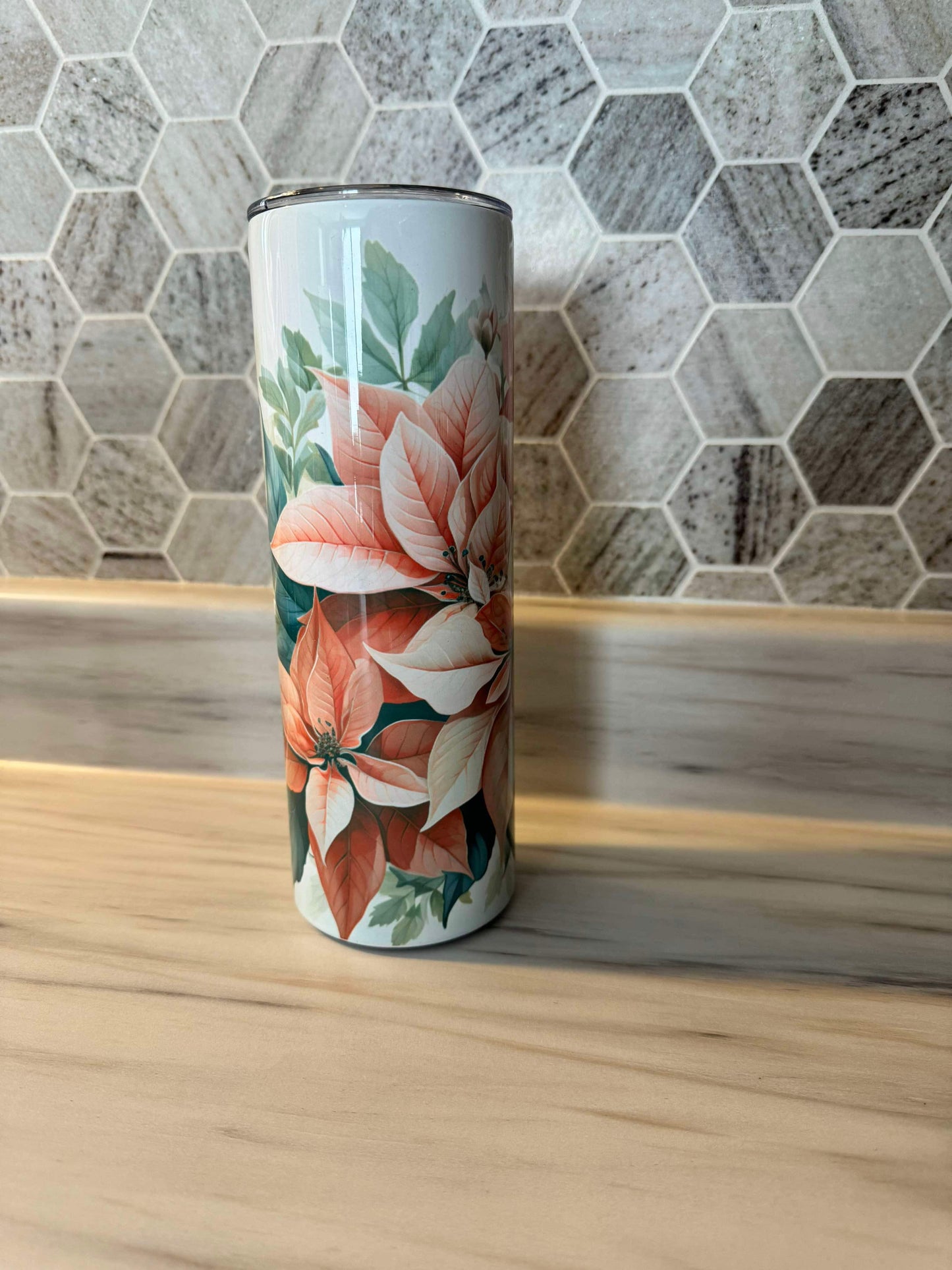 20 oz Straight Tumbler- red flower