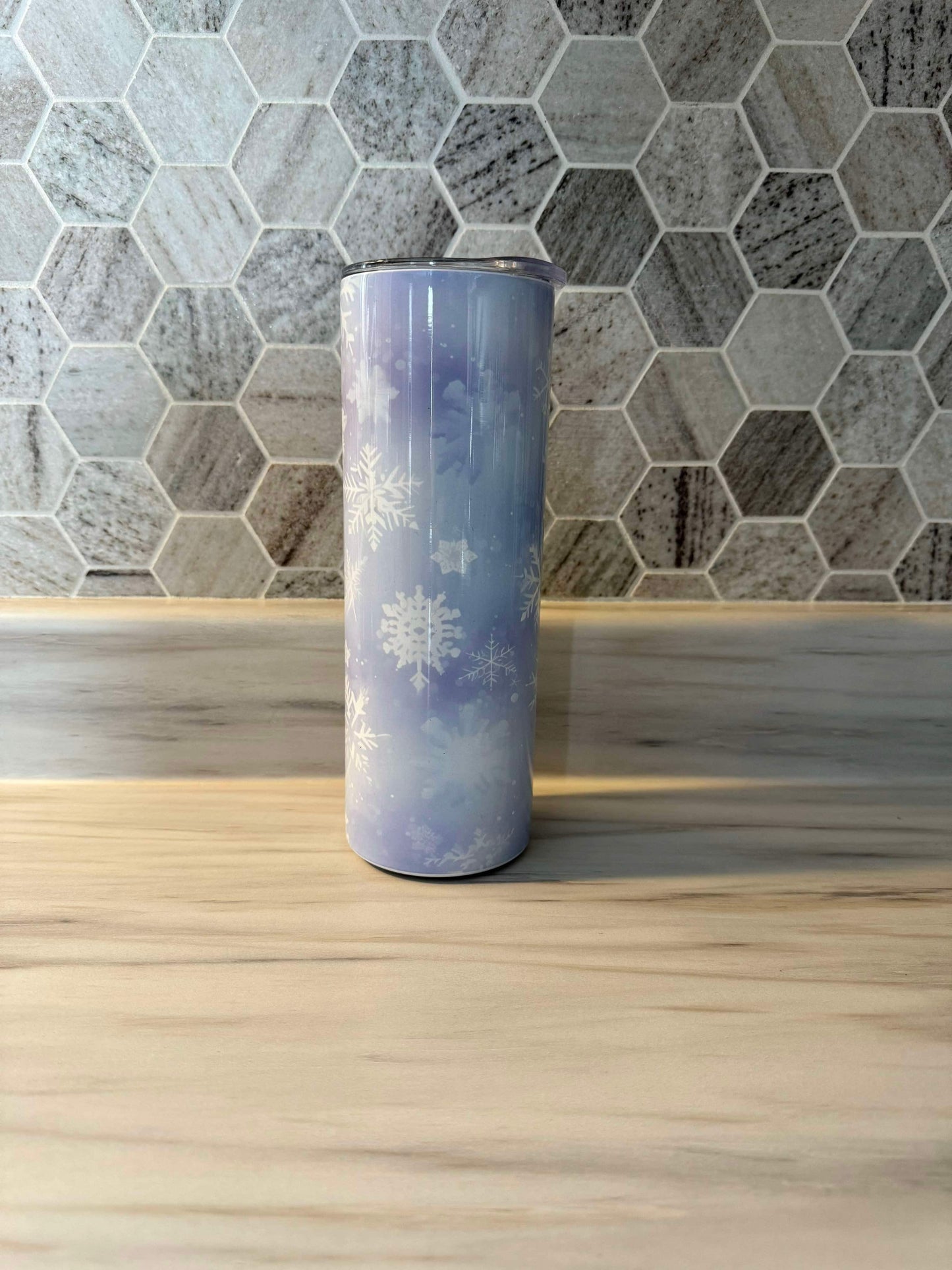 20 oz Straight Tumbler- purple snowflake