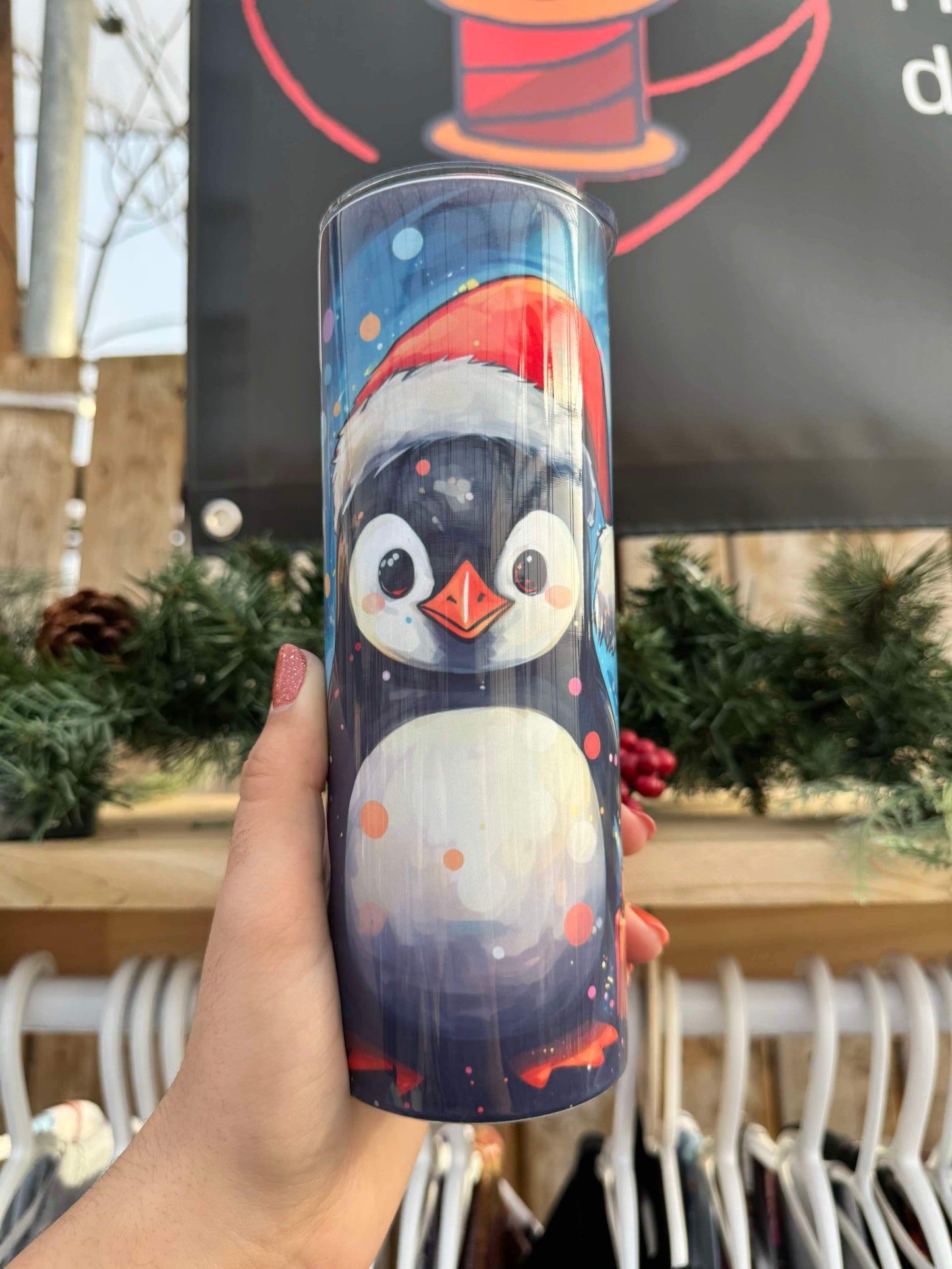 20 oz Straight Tumbler- Winter Penguin