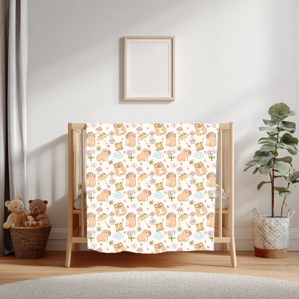 Pre-Order Minky Blanket - spring capybara