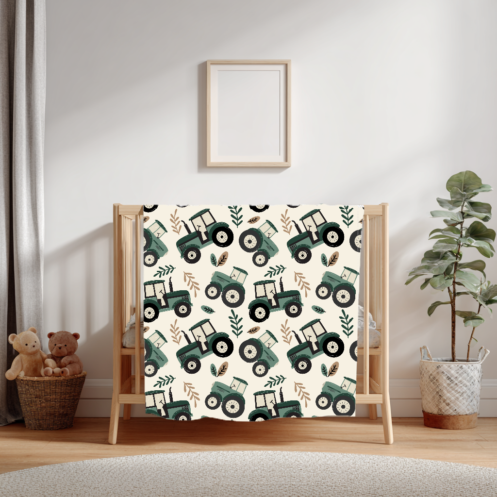 Pre-Order Minky Blanket - green tractor