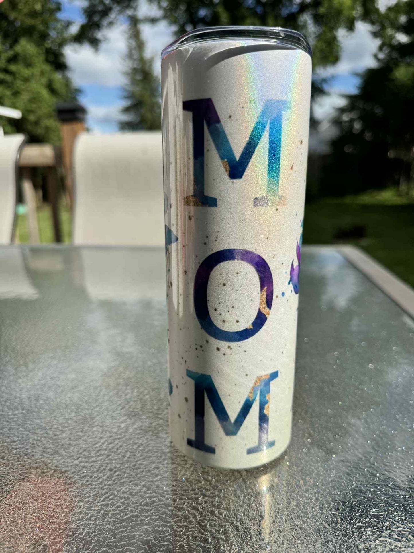 20 oz Straight Tumbler Shimmer Finish- Mom