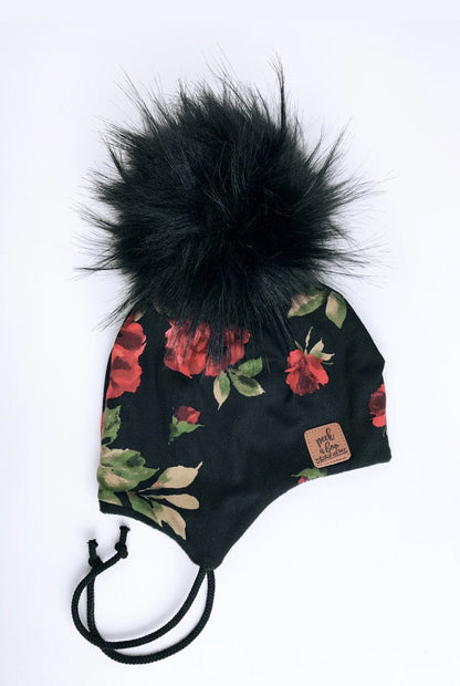3 Season ear flap Red roses