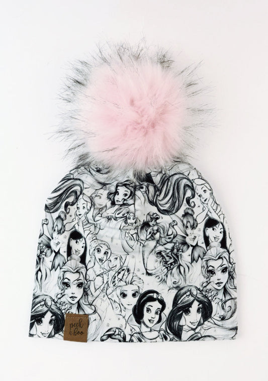 Slouchy Beanie Grey & White Princess