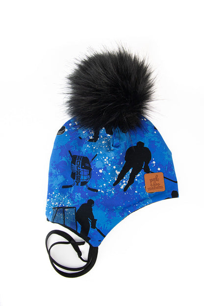 Ear flaps Blue Hockey