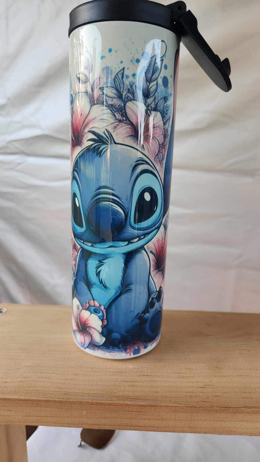 17oz Straight Tumbler with screw on lid- Blue floral