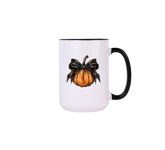 15oz ceramic Mug - Pumpkin Bow