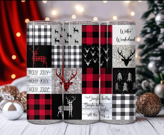 20 oz Straight Tumbler- Deer Plaid