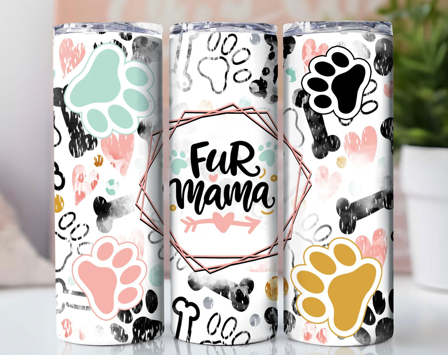 20 oz Straight Tumbler- Fur Mama