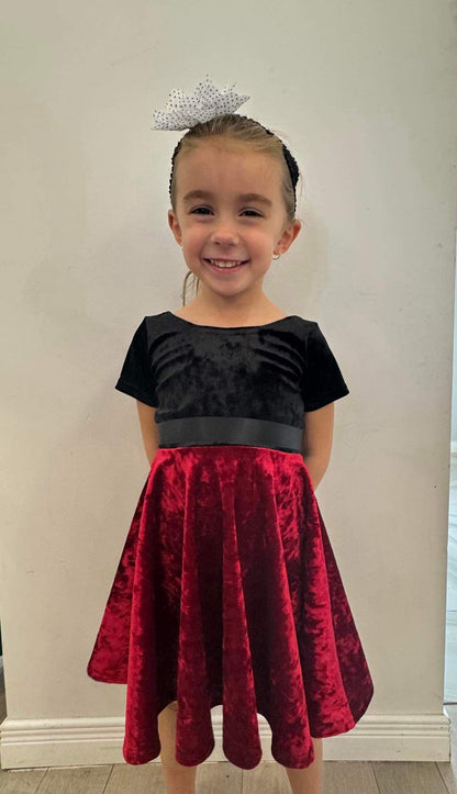Children- Red & Black Velvet Bow dress