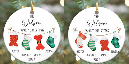 Round 3” Ornaments - family & animal personalized