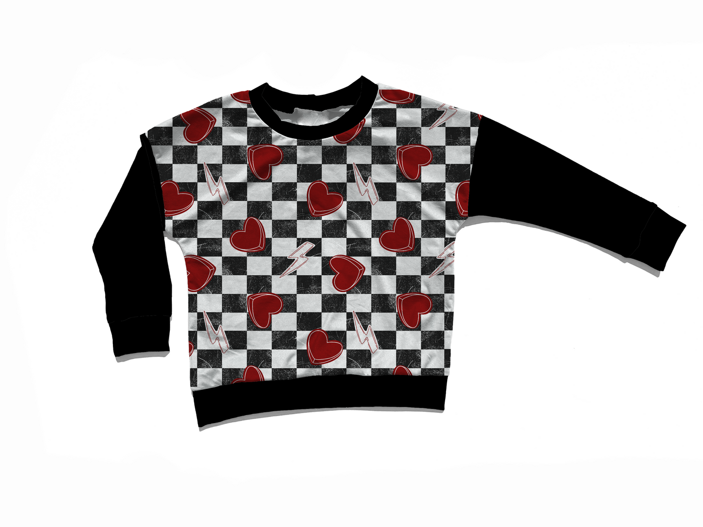 Children - Checkered Heart Crewneck