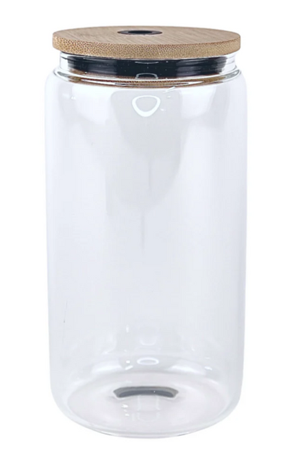 16oz Glass with bamboo lid and straw - Custom