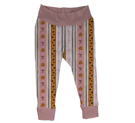 Light pumpkin & bow- Grow with me Jogging pants - PRE ORDER