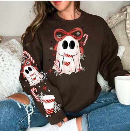 Peppermint Ghost - Adult Grey Medium Long Sleeve