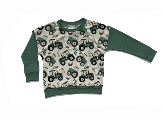 Green tractor - handmade -Children