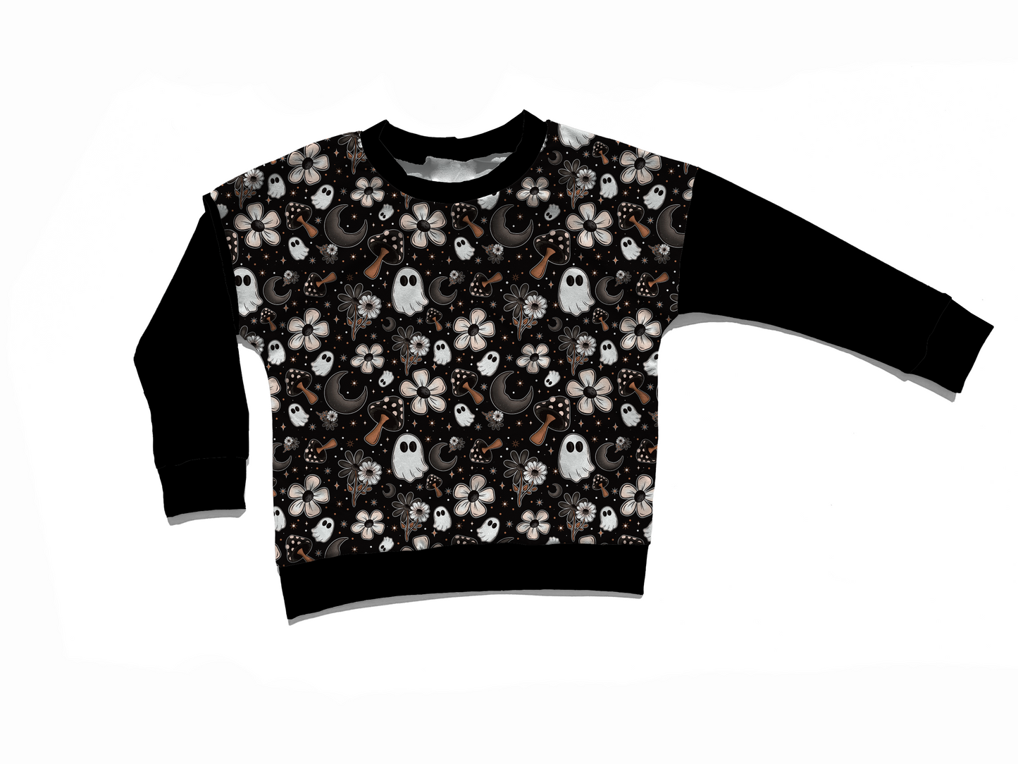 Floral Ghost-Adult - Handmade -Crewneck