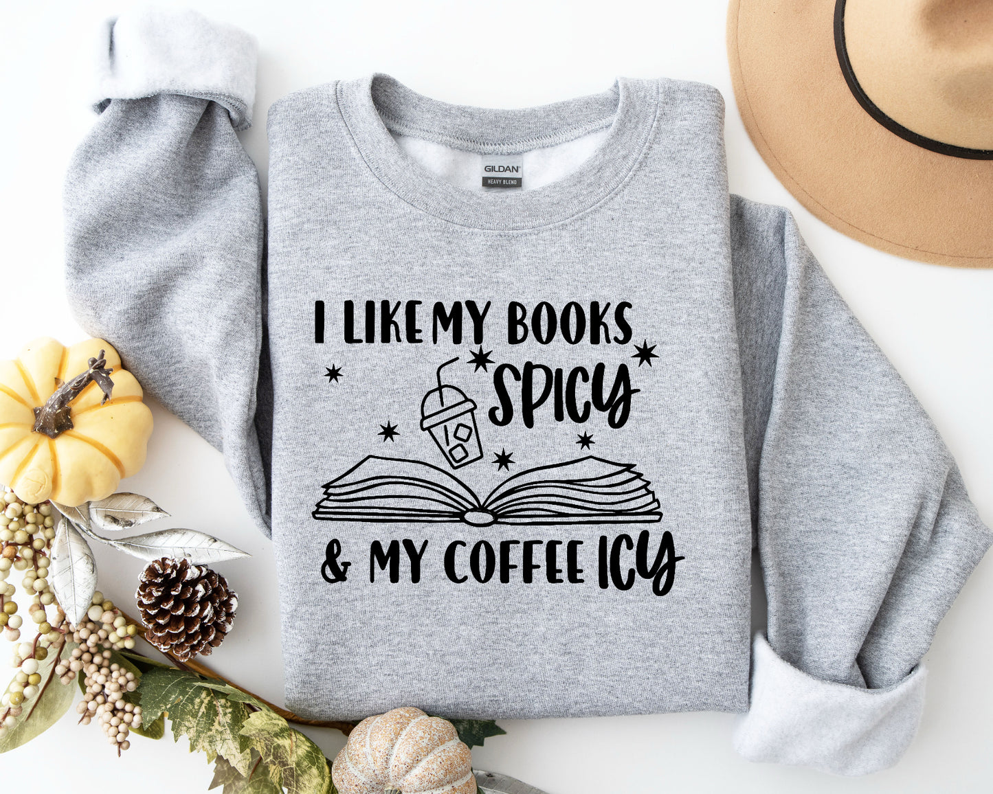 Adult - Book spicy, Coffee Icy -Grey Crewneck XL