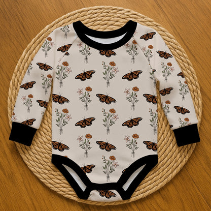 Butterfly, black- Romper with snaps