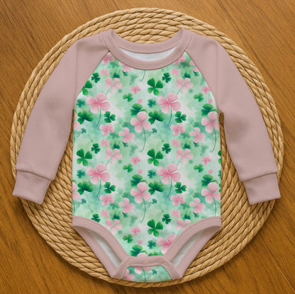 Pink Clover- Romper with snaps