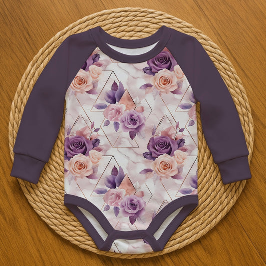 Dark floral- Romper with snaps