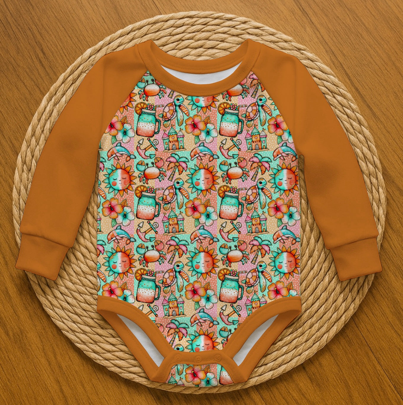 Retro beach - Romper with snaps