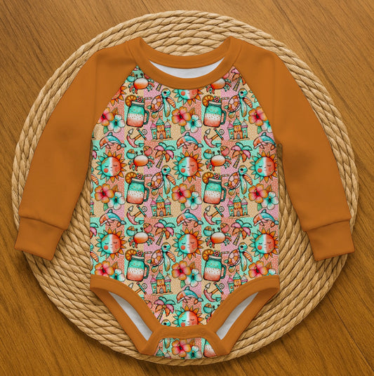 Retro beach - Romper with snaps