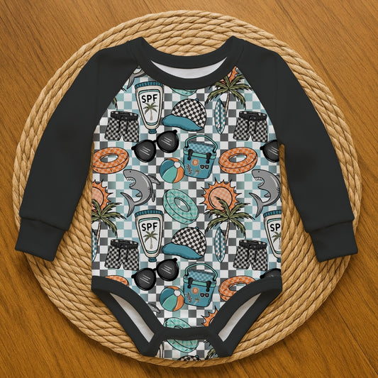 Beach boy, grey - Romper with snaps