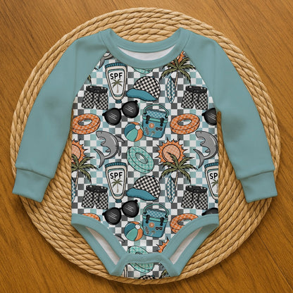 Beach boy, blue - Romper with snaps