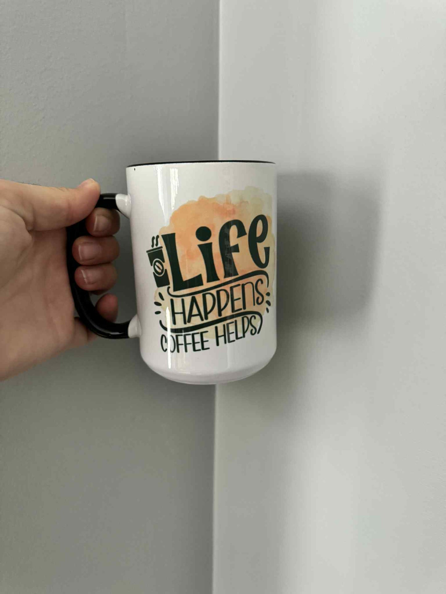 15oz ceramic Mug - Life Happens Coffee Helps