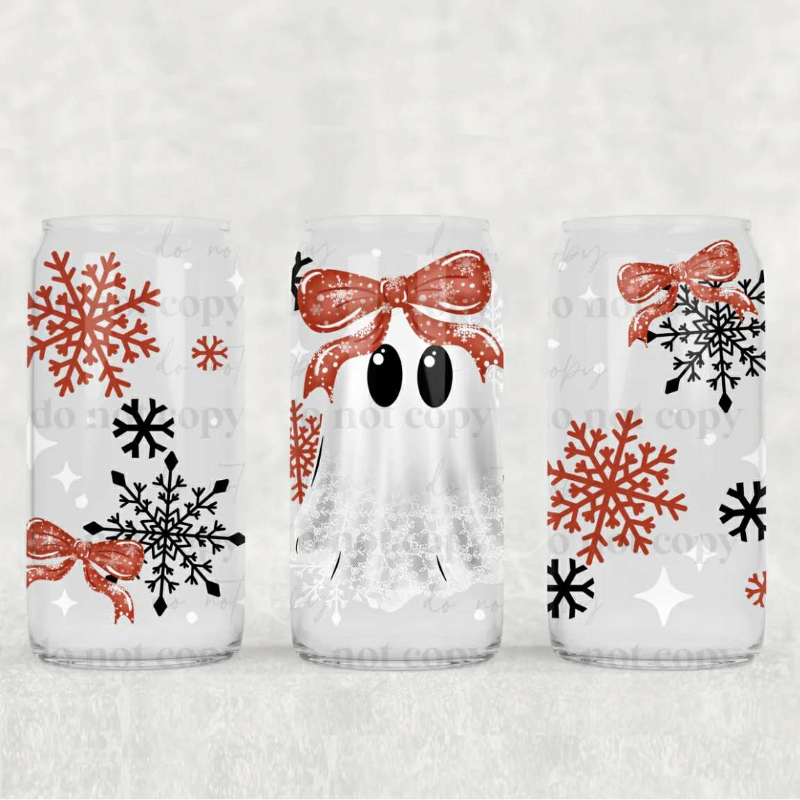 16oz Glass with bamboo lid - Winter Ghost