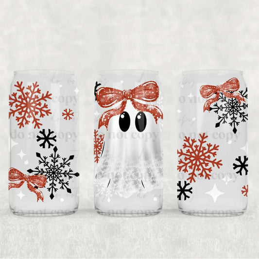 16oz Glass with bamboo lid - Winter Ghost