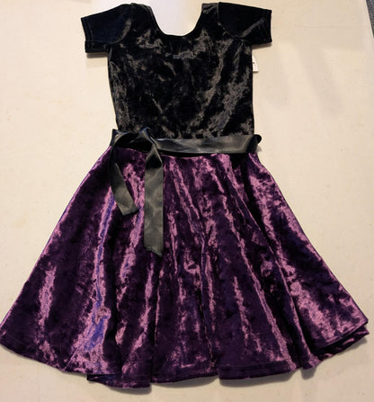 Children- Purple & Black Velvet Bow dress 3T