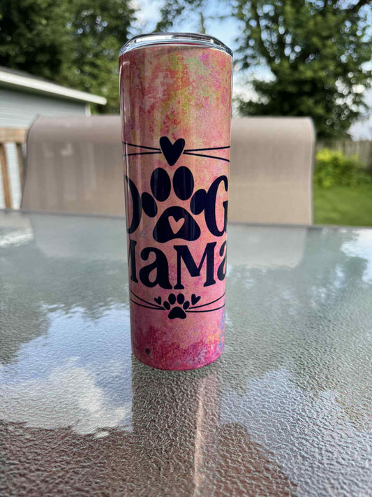 20 oz Straight Tumbler Shimmer Finish-  Dog Mama