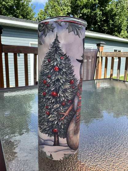 20 oz Straight Tumbler Matt Finish-  Snowman