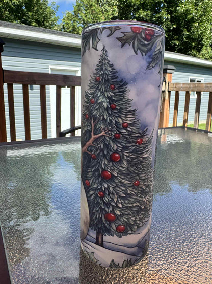 20 oz Straight Tumbler Matt Finish-  Snowman