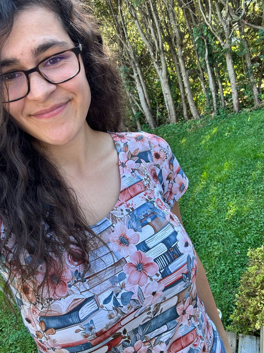 Adult - Book floral T-shirt