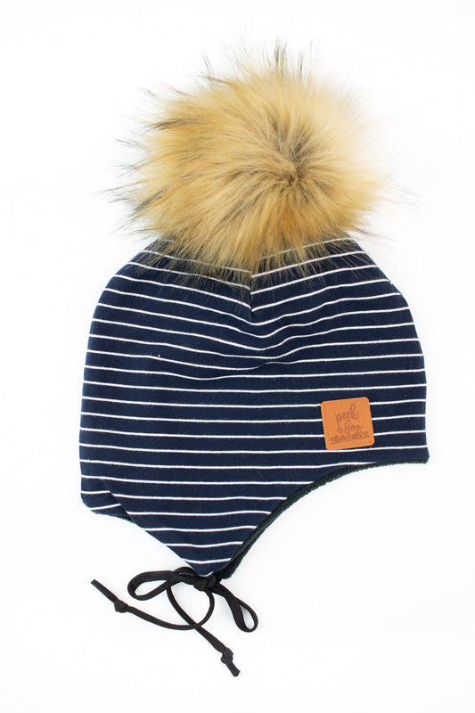 Ear flaps - Blue stripes