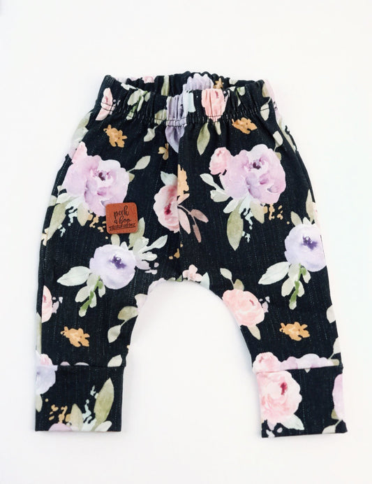 Jeans Floral baby pant  - Size New born