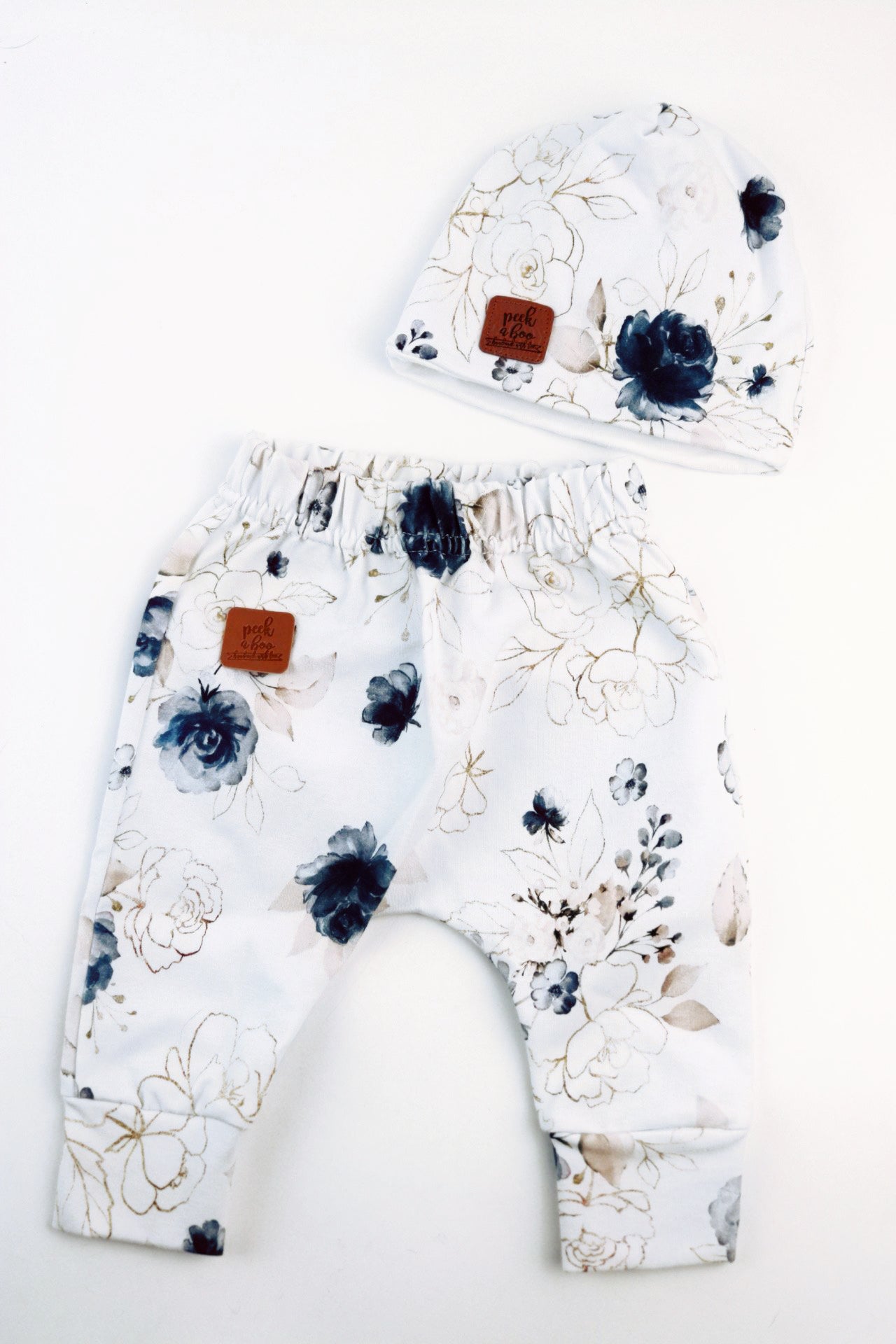 Floral baby pant  + Beanie hat - Size New born